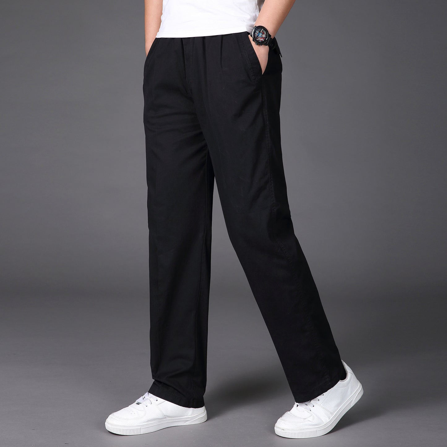 👍 👖【50-130KG】Pantaloni casual ultra-subțiri și respirabili pentru bărbați, vară 2025, pantaloni drepți casual de mărime mare, material ultra-subțire cu uscare rapidă