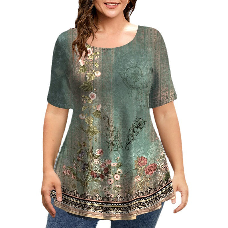 Damski top z okrągłym dekoltem Plus Size