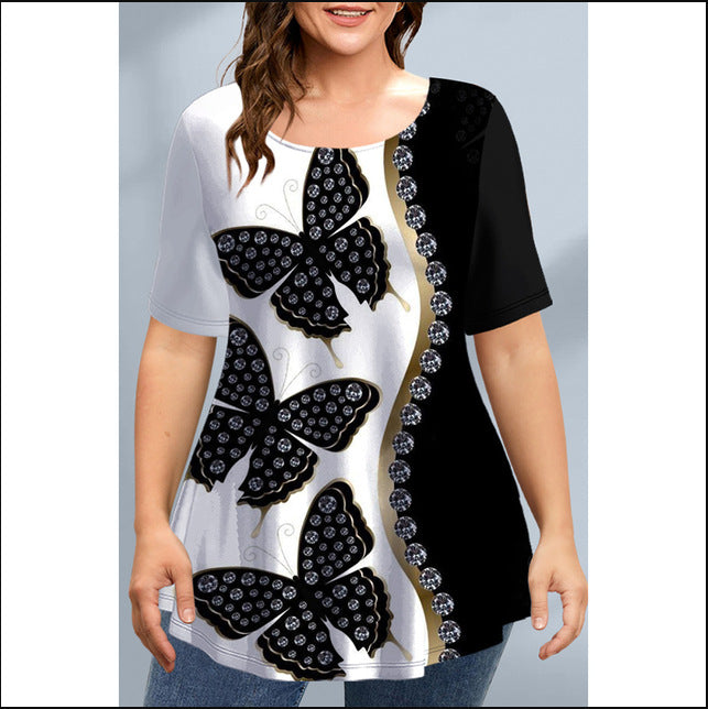 Damski top z okrągłym dekoltem Plus Size