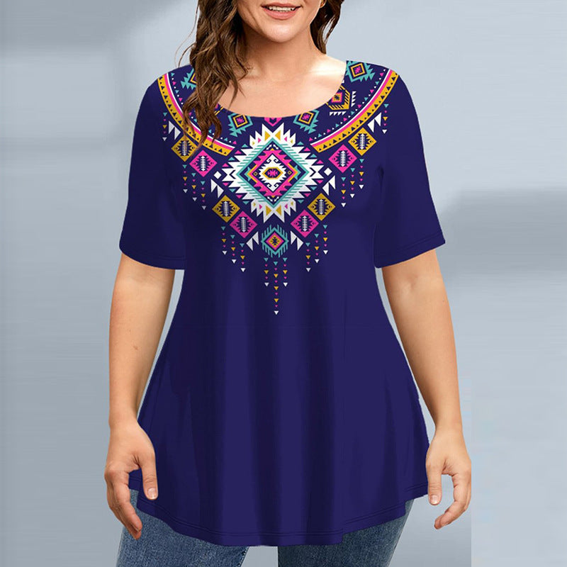 Damski top z okrągłym dekoltem Plus Size