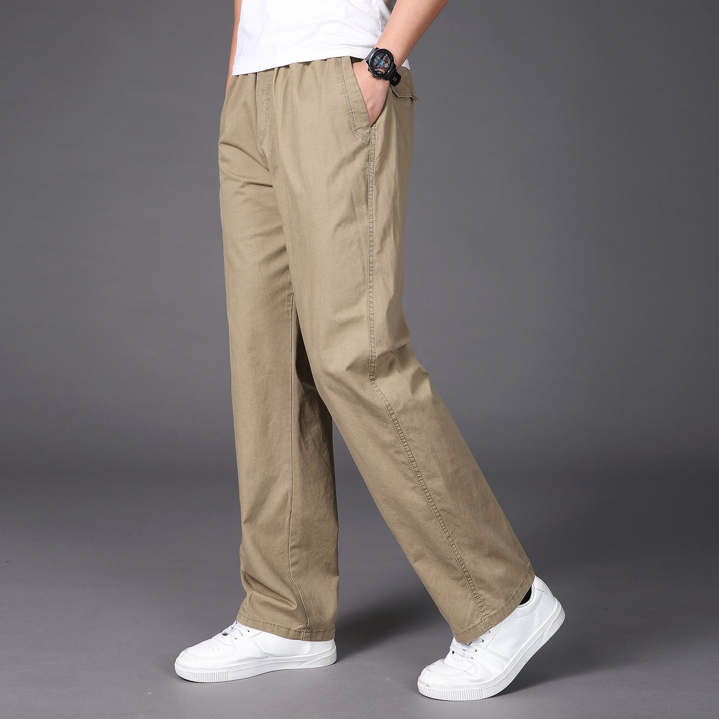 👍 👖【50-130KG】Pantaloni casual ultra-subțiri și respirabili pentru bărbați, vară 2025, pantaloni drepți casual de mărime mare, material ultra-subțire cu uscare rapidă