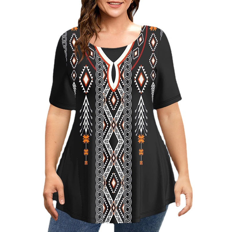Damski top z okrągłym dekoltem Plus Size