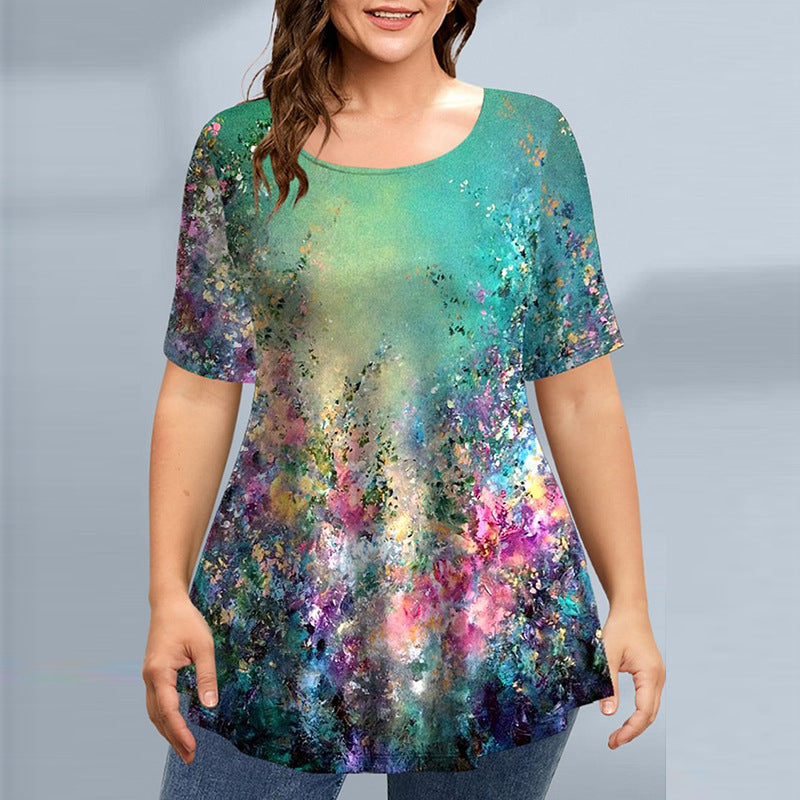 Damski top z okrągłym dekoltem Plus Size