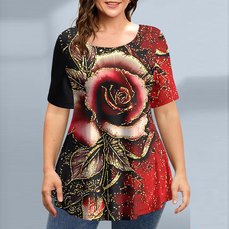Damski top z okrągłym dekoltem Plus Size
