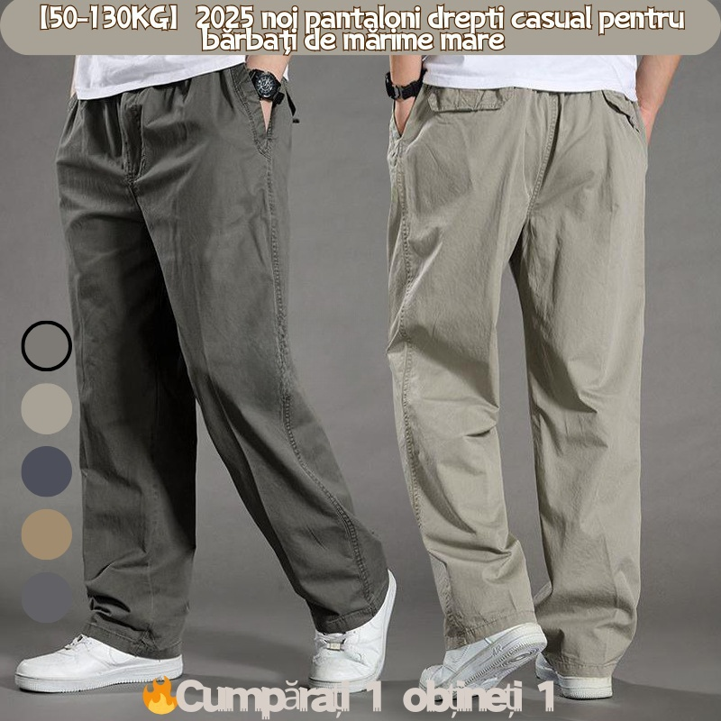 👍 👖【50-130KG】Pantaloni casual ultra-subțiri și respirabili pentru bărbați, vară 2025, pantaloni drepți casual de mărime mare, material ultra-subțire cu uscare rapidă