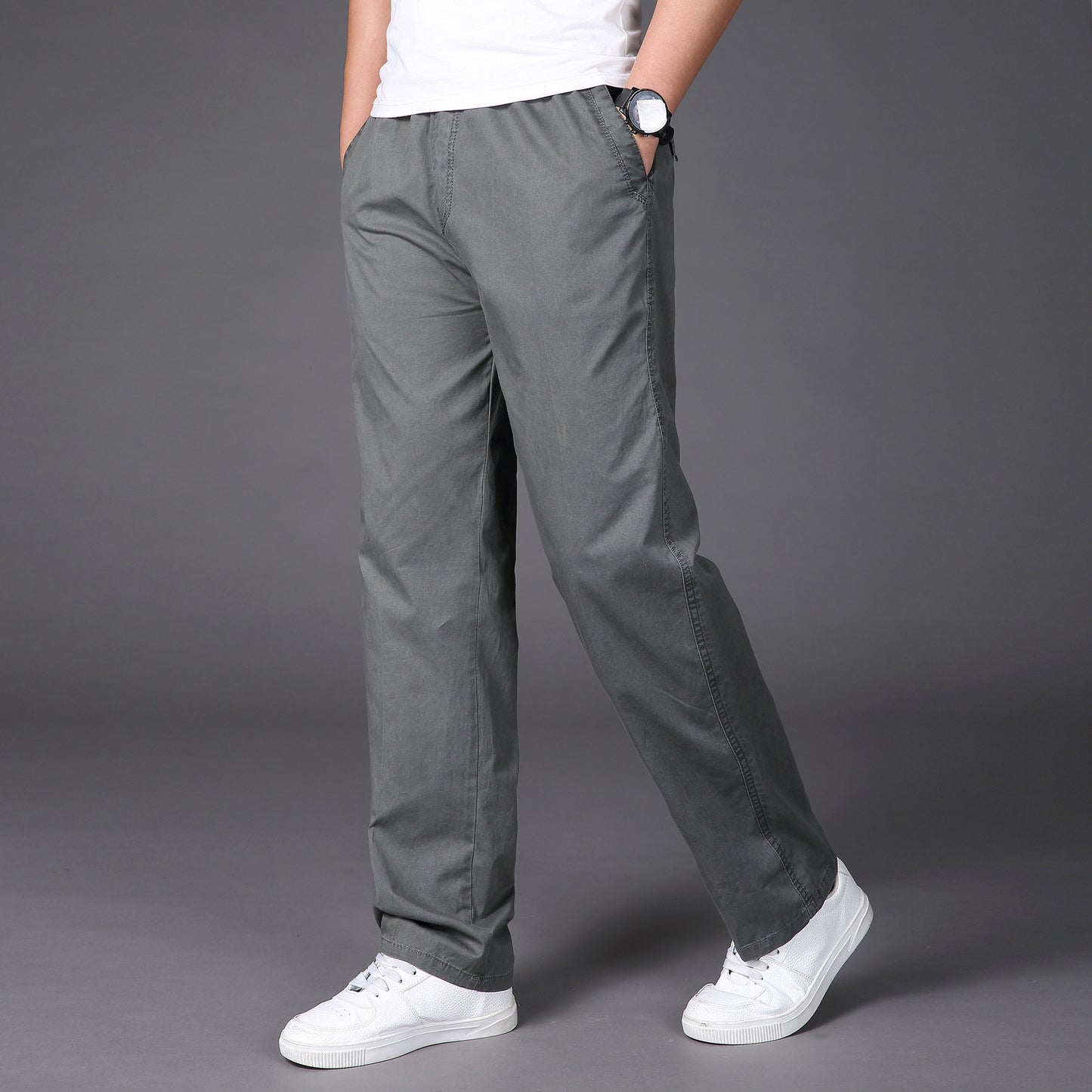 👍 👖【50-130KG】Pantaloni casual ultra-subțiri și respirabili pentru bărbați, vară 2025, pantaloni drepți casual de mărime mare, material ultra-subțire cu uscare rapidă