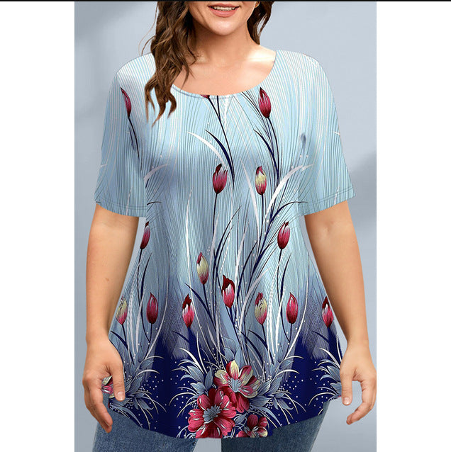 Damski top z okrągłym dekoltem Plus Size