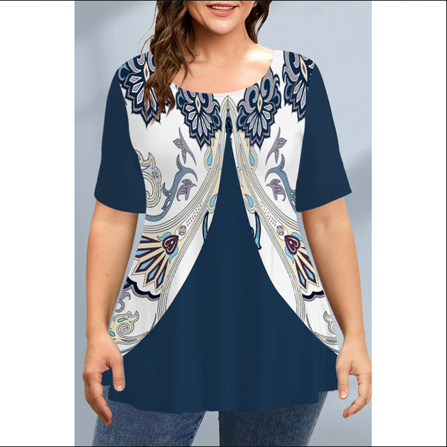 Damski top z okrągłym dekoltem Plus Size