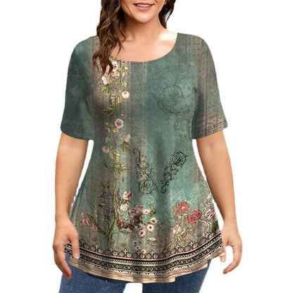 Damski top z okrągłym dekoltem Plus Size