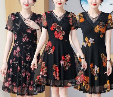 【XL~6XL】🌸Sukienka z koronkowym nadrukiem