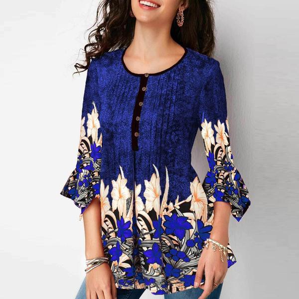 【S-5XL】Koszula w stylu vintage z kwiatowym nadrukiem, szara, czarna, czerwona, niebieska, rozmiar