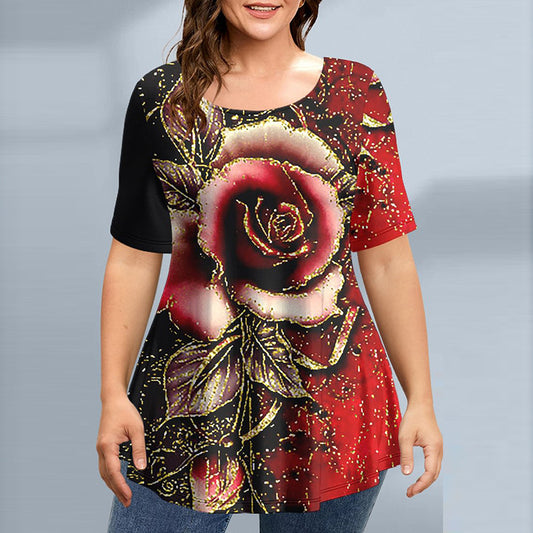 Damski top z okrągłym dekoltem Plus Size